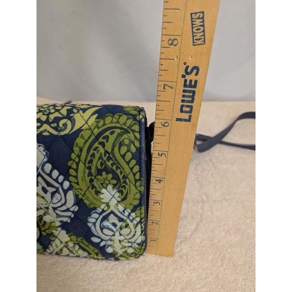 Vera Bradley Quilted Paisley Crossbody Wallet Bag Navy Blue Green Turquoise - Picture 10 of 11